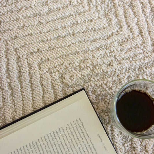 Neutral Groundstory rug detail in a bright home