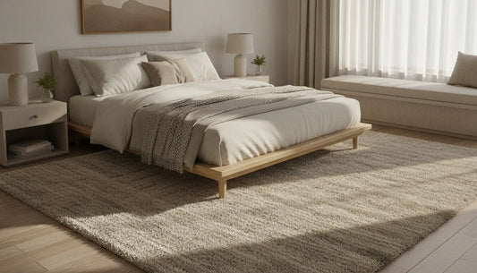Luxury Groundstory Estate wool rug in bedroom